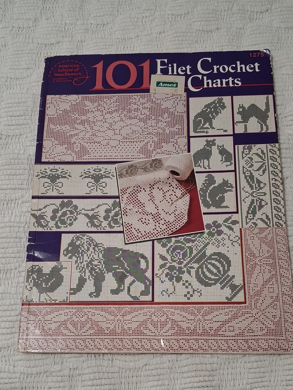 101 Filet Crochet Charts Pattern Book - Purple & White Cover
